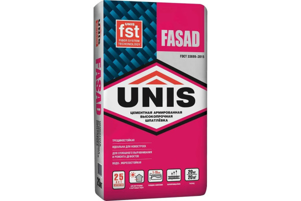 Шпатлевка цементная Unis Fasad, 20 кг