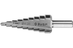 Сверло по металлу ступенчатое Зубр 29665-4-20-9, 4-20 мм, 9 ступеней, шестигранный хвостовик, HSS