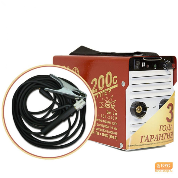 Сварочный аппарат инверторный Торус 200 + комплект проводов 95566019, 200А