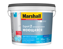 Краска моющаяся Export 2 Marshall для стен и потолков, глубокоматовая, латексная, база BС, 0,9 л, S 4020-B70G