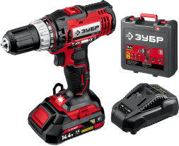 Дрель-шуруповерт аккумуляторная Зубр ДШЛ-145-21, 14,4В, Li-ion 1х2,0 Ач, кейс