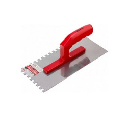 Гладилка зубчатая из нержавеющей стали Matrix 86779 c пластмассовой ручкой, 130х280 мм, зуб 10х10 мм