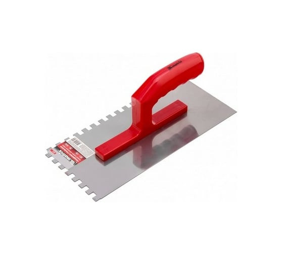 Гладилка зубчатая из нержавеющей стали Matrix 86779 c пластмассовой ручкой, 130х280 мм, зуб 10х10 мм