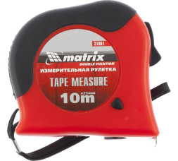 Рулетка Matrix Double fixation 31061, 10 м х 25 мм, обрезиненный корпус, двойная фиксация