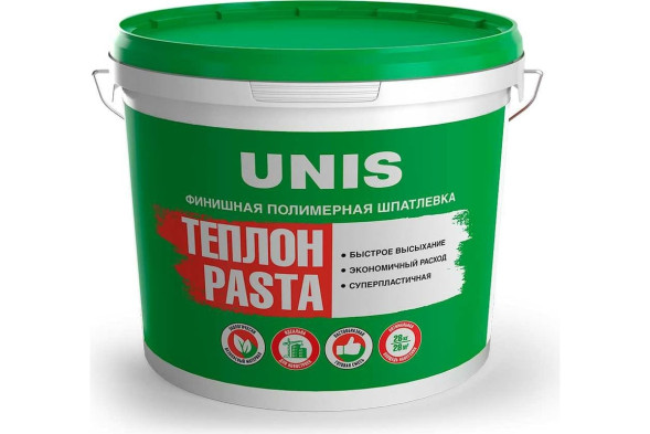 Шпатлевка полимерная Unis Теплон Pasta готовая, 28 кг