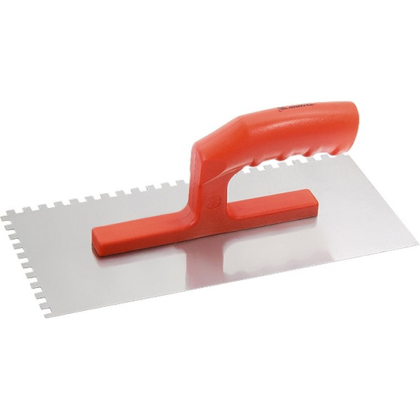 Гладилка зубчатая из нержавеющей стали Matrix 86775 с пластмассовой ручкой, 130х280 мм, зуб 6х6 мм