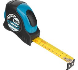 Рулетка Gross Schlagfest 31115, 10 м х 25 мм, обрезиненный корпус, зацеп с магнитом, атоматическая фиксация