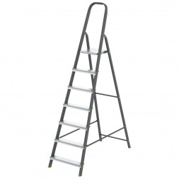 Стремянка Сибртех 97957, 7 ступеней, стальной профиль, алюминиевые ступени
