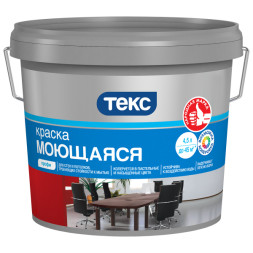 Краска моющаяся Профи Текс для стен и потолков, глубокоматовая, база D, 9л, RAL 7043