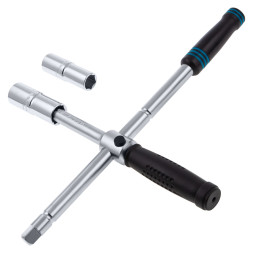 Ключ-крест баллонный Gross 14270, складной с изменяющимся рычагом, 17 мм, 19 мм, 21 мм, 23 мм, CrV, хромированный