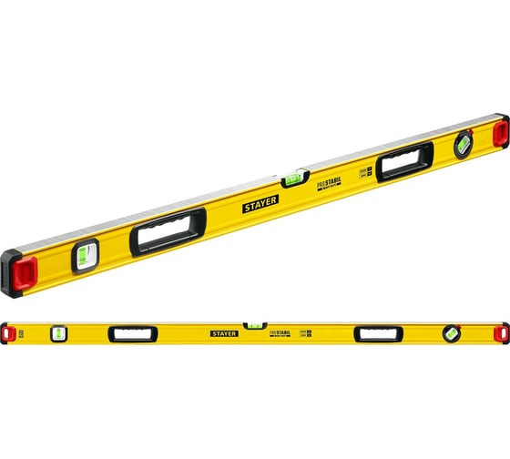 Уровень строительный Stayer 3471-150_z01, 1500 мм, 3 глазка, 1 поворотный, фрезерованное основание, две ручки