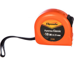 Рулетка Sparta Classic 31305, 10 м х 25 мм, пластиковый корпус, ручная фиксация