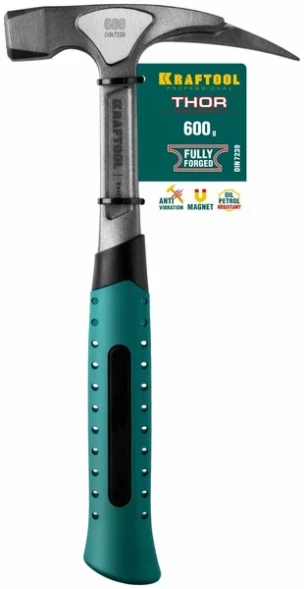Молоток кровельщика Kraftool Thor 20181, 600 г, цельнокованый, термопластовая, маслобензостойкая рукоятка, магнит