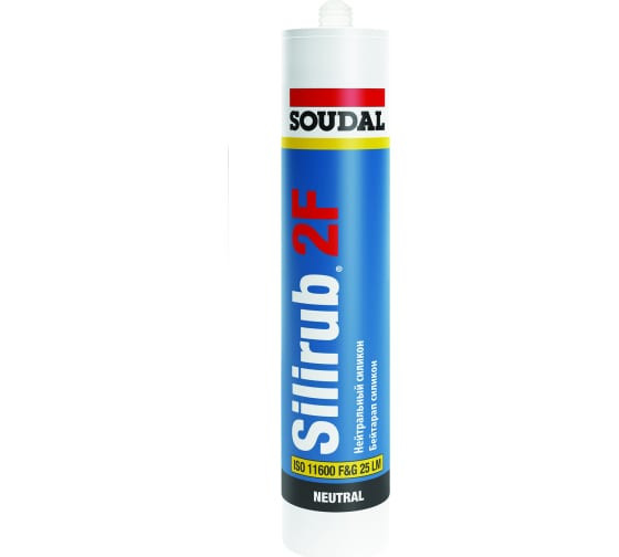 Герметик силиконовый нейтральный Soudal Silirub 2F, цвет бесцветный, 300 мл