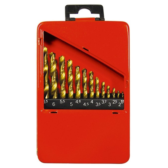 Набор сверл по металлу Matrix 72386, 1,5-6,5 мм, HSS-TiN, металлический бокс, 13 штук