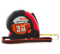 Рулетка Matrix Status magnet fixation 31019, 3 м х 16 мм, двухкомпентный корпус, зацеп с магнитом