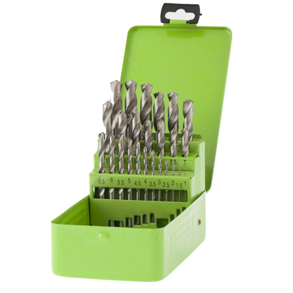 Набор сверл по металлу Сибртех 72379, 1,0-13,0 мм (через 0,5 мм), HSS, металлический короб, 25 штук