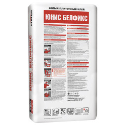 Клей плиточный Unis Белфикс белый, для стеклянной, мозаичной плитки и мрамора, 25 кг