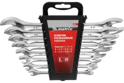 Набор ключей рожковых Matrix 15238, 6 - 22 мм, 8 шт, зерк.хромирование, CrV, Elliptical