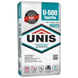 Клей плиточный Unis U-500 SuperFlex, 15 кг