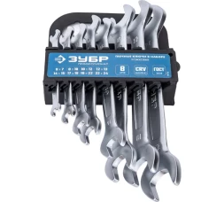 Набор ключей рожковых Зубр 27011-Н8_z01, 6 - 24 мм, 8 шт, хромирование, CrV
