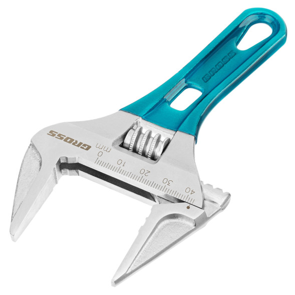 Ключ разводной Gross 15566, 160 мм (макс. 43 мм), CrV, тонкие губки, укороченная рукоятка