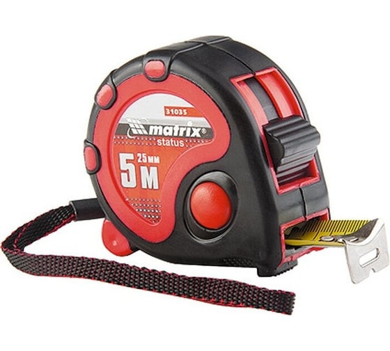 Рулетка Matrix Status 3 fixation 31033, 3 м х 16 мм, обрезиненный корпус, зацеп с магнитом