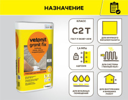 Клей плиточный Vetonit Granit Fix, 25 кг