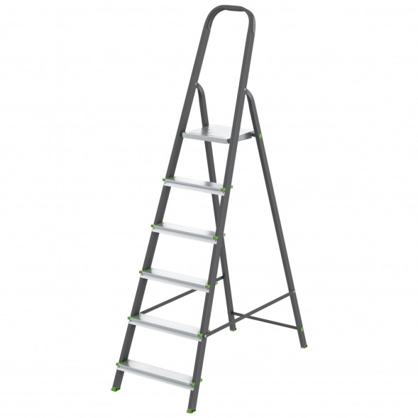 Стремянка Сибртех 97956, 6 ступеней, стальной профиль, алюминиевые ступени