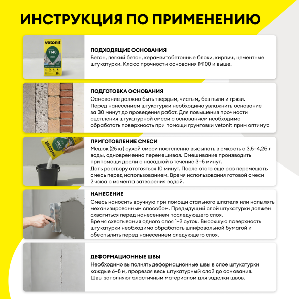 Цементная штукатурка Vetonit ТТ40, 25 кг