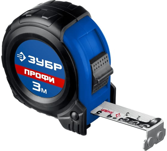 Рулетка Зубр Профи 34056-03-16_z02, 3 м х 16 мм, обрезиненный корпус, зацеп с магнитом
