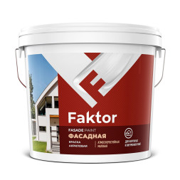Краска фасадная матовая Faktor, база А, RAL 9003, 13 кг
