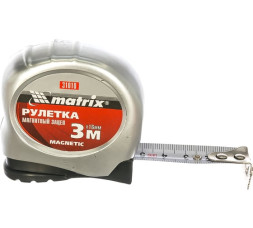 Рулетка Matrix Magnetic 31010, 3 м х 16 мм, пластиковый корпус, зацеп с магнитом, автоматическая фиксация