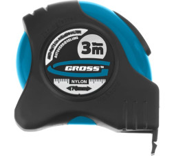 Рулетка Gross Schlagfest 31111, 3 м х 19 мм, обрезиненный корпус, зацеп с магнитом, атоматическая фиксация