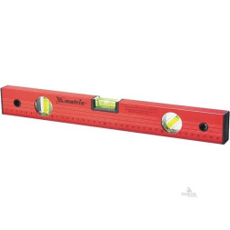 Уровень строительный Matrix 33241, 2000 мм, 3 глазка, цвет красный, линейка