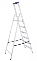 Стремянка Сибртех 97896, 6 ступеней, алюминиевая, с органайзером Универсал
