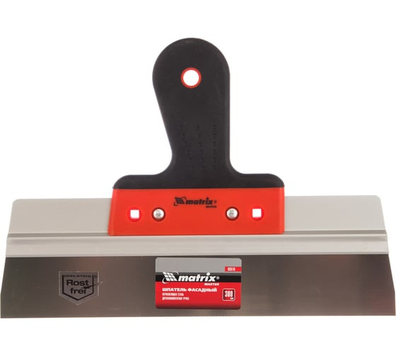 Шпатель фасадный из нержавеющей стали Matrix 85516 c двухкомпонентной ручкой, 300 мм