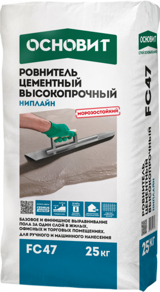 Ровнитель цементный Основит Ниплайн FC47 высокопрочный самовыравнивающийся, 25 кг