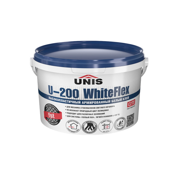 Клей высокопластичный Unis U-200 белый, армированный, 5 кг