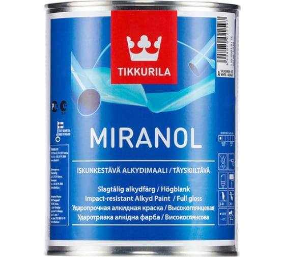 Эмаль универсальная алкидная Miranol Tikkurila F497, база А, 9 л