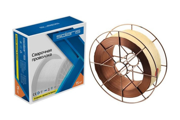 Проволока сварочная омедненная Solaris ER 70S-6 артикул WM-ER70S6-10S15, 1,0 мм, бухта 15 кг
