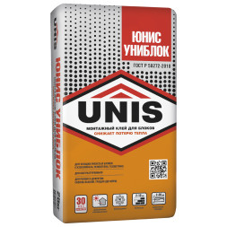 Клей Unis Униблок цементный кладочно-монтажный, 25 кг