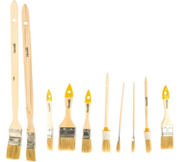 Набор кистей Sparta 841155, натуральная щетина, деревянная ручка, 10 шт (плоская кисть 3/4-2",круглаые №2,4, радиаторные 1",1,5")