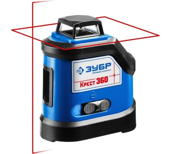 Нивелир лазерный Зубр Крест-360 34906, дальность 20/70 м, горизонтальный 1х360град + 1 вертикальный луч