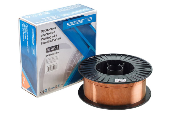 Проволока сварочная омедненная Solaris ER 70S-6 артикул WM-ER70S6-12S15, 1,2 мм, бухта 15 кг