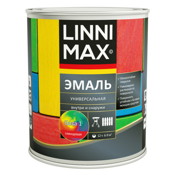 Эмаль универсальная Liinimax, алкидная, глянцевая, база 3, RAL 7024, 2,3 л