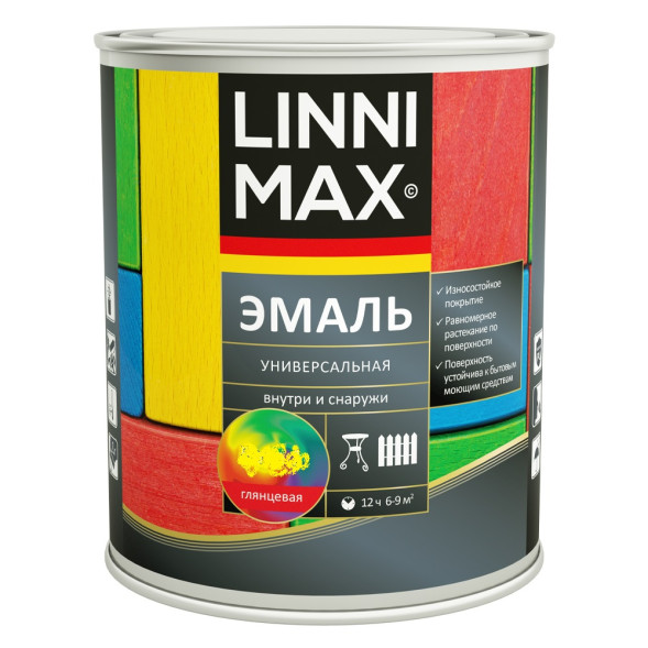 Эмаль универсальная Liinimax, алкидная, глянцевая, база 3, RAL 7024, 2,3 л