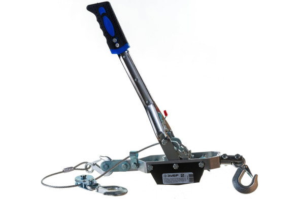 Лебедка ручная рычажная Зубр 43105-2, г/п 2,0 тн, длина троса 3,0 м