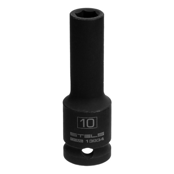 Головка торцевая ударная Stels 13934, 10мм, удлиненная 78мм, 6-гранная, под квадрат 1/2&amp;quot;, CrMo