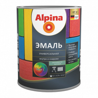 Эмаль универсальная Alpina, алкидная, шелковисто-матовая, база 1, RAL7042, 2,5 л